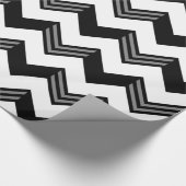 Modern zwart, grijs, wit zigzagpatroon cadeaupapier (Hoek)