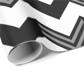 Modern zwart, grijs, wit zigzagpatroon cadeaupapier (Rol Hoek)