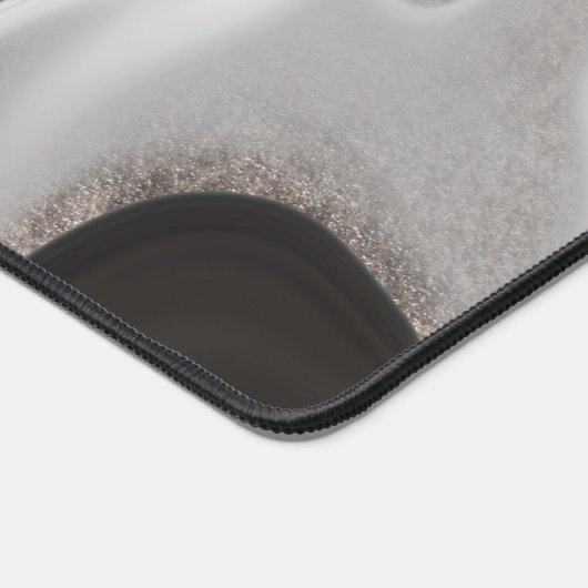 Modern Zwart Grijs & Zilver Marmeren Swirl Monogra Bureaumat (Hoek)