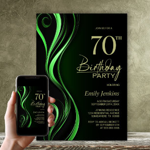 Modern Zwart Groen 70ste Verjaardagsfeest Kaart