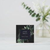 Modern Zwart Groen Bladgroen Tropisch Bladvaren Vierkante Visitekaartje (Staand voorkant)