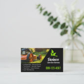 Modern zwart groen grasmaaien landschapsarchitectu visitekaartje (Staand voorkant)