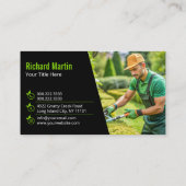 Modern zwart groen grasmaaien landschapsarchitectu visitekaartje (Achterkant)