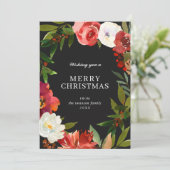 Modern zwart groen krans elegante kerst feestdagenkaart (Staand voorkant)