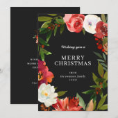 Modern zwart groen krans elegante kerst feestdagenkaart (Voorkant / Achterkant)