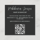 Modern zwart haar make-up foto initiaal qr code vierkante visitekaartje (Achterkant)