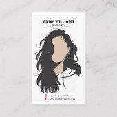 Modern zwart haar meisje oorbel display visitekaartje (Voorkant)