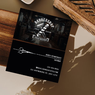 Modern zwart haar stylist kapperszaak visitekaartje