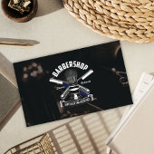 Modern Zwart Haar Stylist Logo Barbershop Business Klantenkaartje