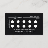 Modern Zwart Haar Stylist Logo Barbershop Business Klantenkaartje (Achterkant)