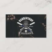 Modern Zwart Haar Stylist Logo Barbershop Business Klantenkaartje (Voorkant)