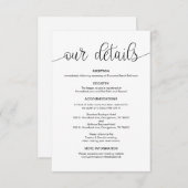 Modern Zwart Hand Geletterd ontwerp, Wedding Detai Informatiekaartje (Voorkant / Achterkant)