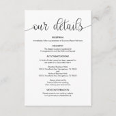 Modern Zwart Hand Geletterd ontwerp, Wedding Detai Informatiekaartje (Voorkant)