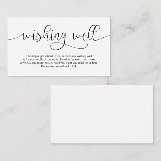 Modern Zwart Hand Geletterd ontwerp, Wishing Well Informatiekaartje (Voorkant / Achterkant)