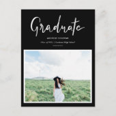 Modern zwart | handgeschreven afstuderen script |  aankondigingskaart (Voorkant)