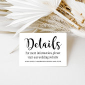 Modern Zwart Handgeschreven Script Bruiloft Detail Informatiekaartje