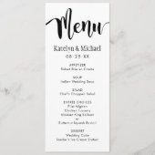 Modern Zwart Handgeschreven Script Bruiloft Menu (Voorkant)