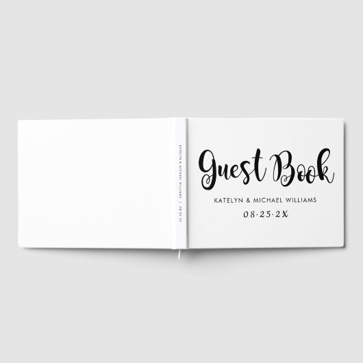 Modern zwart handgeschreven script bruiloft monogr gastenboek (Volledig)