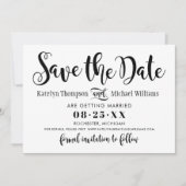 Modern Zwart Handgeschreven Script Bruiloft Save The Date (Voorkant)