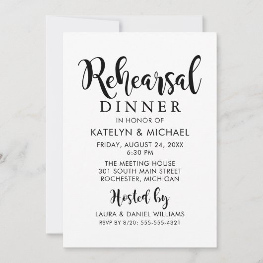 Modern zwart handgeschreven script repetitie diner kaart (Voorkant)