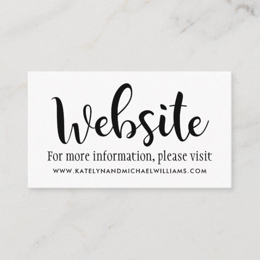 Modern Zwart Handgeschreven Script Wedding Website Informatiekaartje (Voorkant)