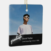 Modern zwart handschrift Neon foto Afstuderen Keramisch Ornament (Rechts)