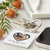 Modern zwart hart een foto hou je mam sleutelhanger (Voorkant Rechts)