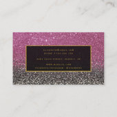 Modern Zwart Helder Roze Glitter Schoonheid Make-u Visitekaartje (Achterkant)