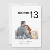 Modern Zwart Horizontale Foto Trouwtafel Nummer Kaart (Voorkant)