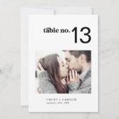 Modern Zwart Horizontale Foto Trouwtafel Nummer Kaart (Achterkant)