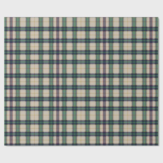Modern Zwart Horloge Tartan Plaid Classic Blauw Cadeaupapier (Vlak)