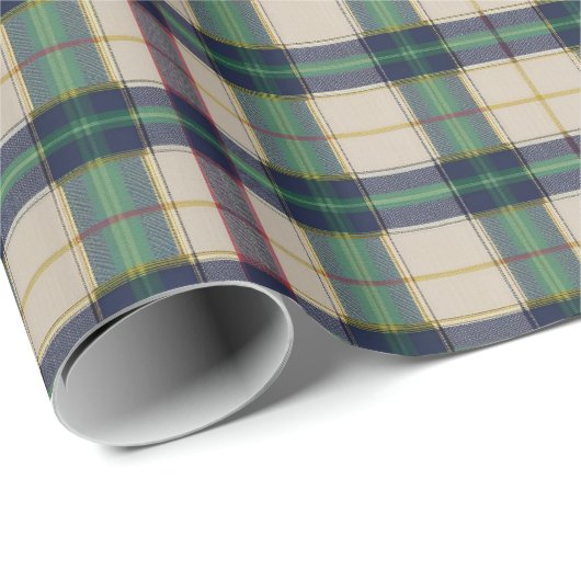 Modern Zwart Horloge Tartan Plaid Classic Blauw Cadeaupapier (Rol Hoek)