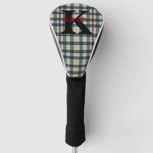 Modern Zwart Horloge Tartan Plaid Classic Blauw Golfheadcover