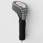 Modern Zwart Horloge Tartan Plaid Classic Blauw Golfheadcover (Schuin)