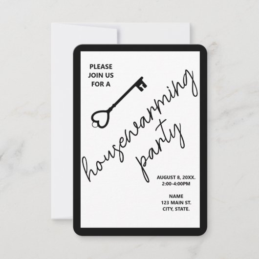 Modern Zwart Housewarming Open Huis Uitnodiging (Voorkant)