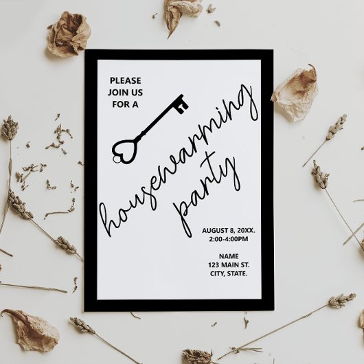 Modern Zwart Housewarming Open Huis Uitnodiging