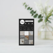 Modern zwart Instagram fotocollage Visitekaartje (Staand voorkant)
