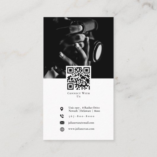 Modern zwart Instagram fotocollage Visitekaartje (Achterkant)