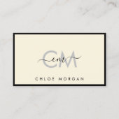 Modern zwart ivoor script signatuur monogram visitekaartje (Voorkant)