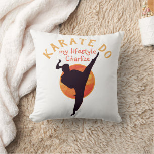 Modern Zwart Japan Karate Silhouet Martial Arts Kussen