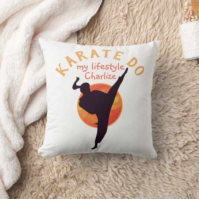 Modern Zwart Japan Karate Silhouet Martial Arts Kussen (Deken)