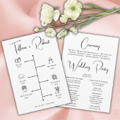 Modern zwart kalligrafie bruiloft ceremonie progra programmakaart