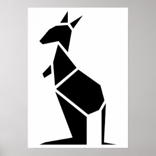 Modern zwart kangarosymbool poster