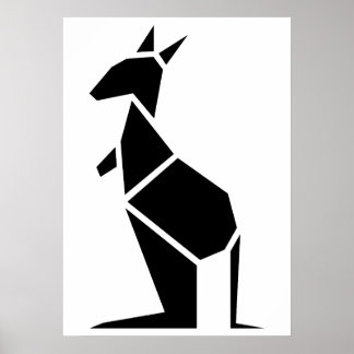 Modern zwart kangarosymbool poster