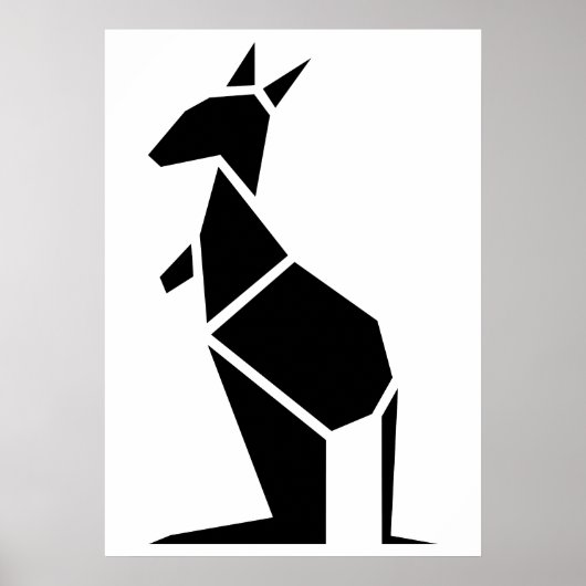 Modern zwart kangarosymbool poster (Voorkant)