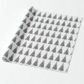 Modern zwart kerstboompatroon cadeaupapier (Uitgerold)