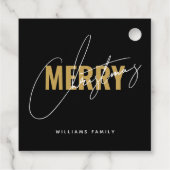 Modern zwart kerstscript bedankjes labels (Achterkant)