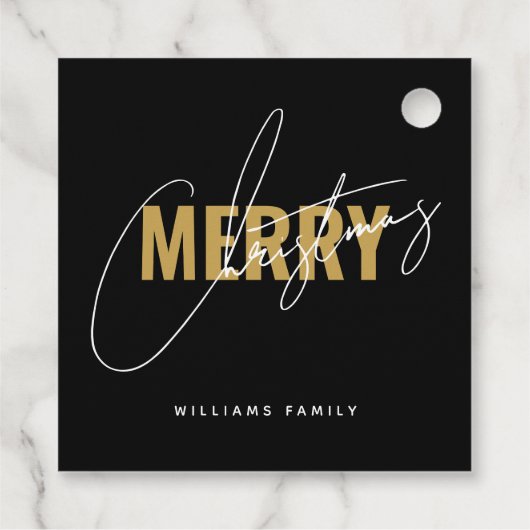 Modern zwart kerstscript bedankjes labels (Achterkant)