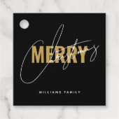 Modern zwart kerstscript bedankjes labels (Voorkant)