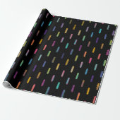Modern Zwart Kleurrijke Neon Glitch Brushstrokes Cadeaupapier (Uitgerold)